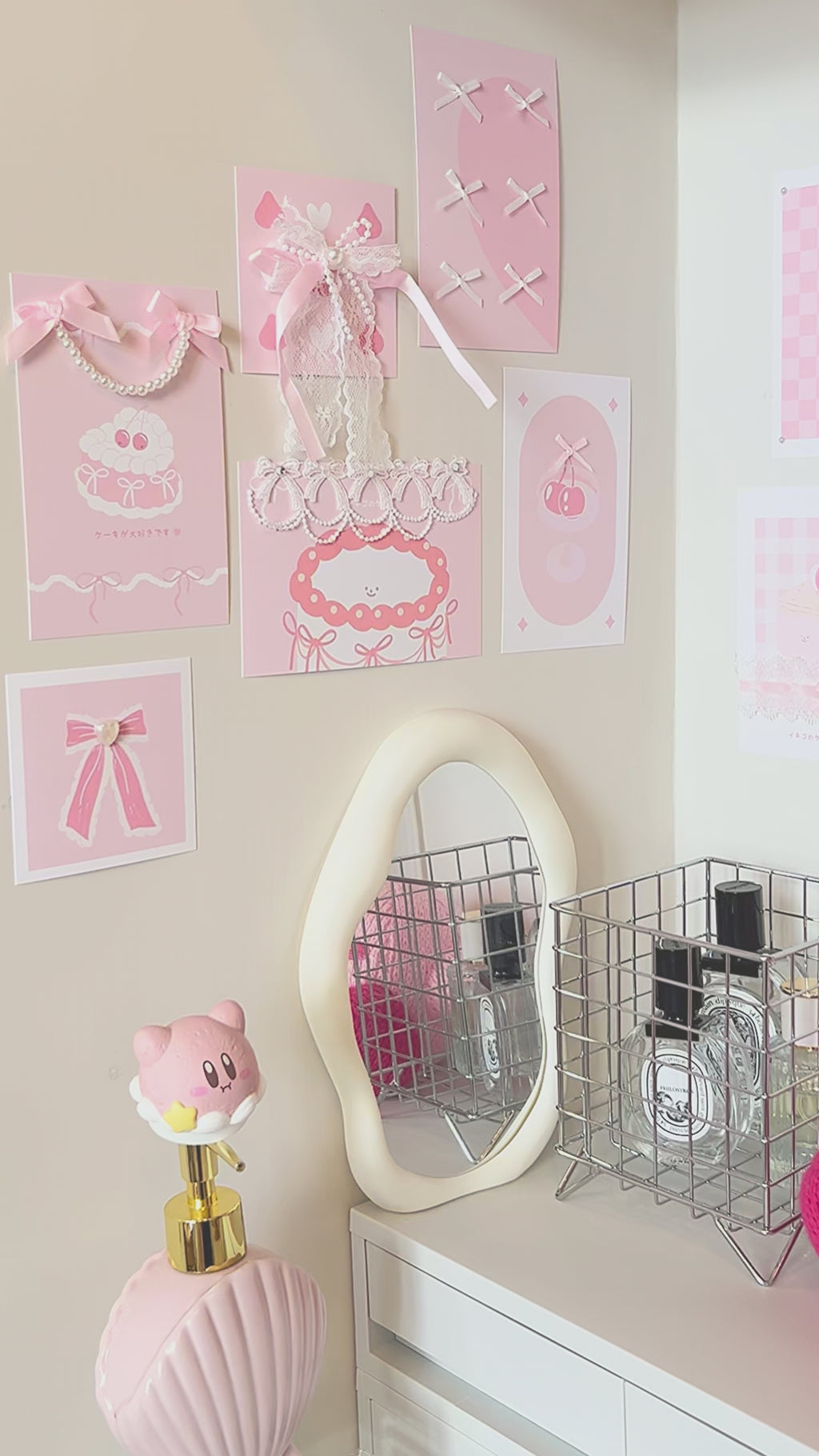 草莓聖代♡日系 ins 療癒佈置套裝｜8款手工牆飾卡片