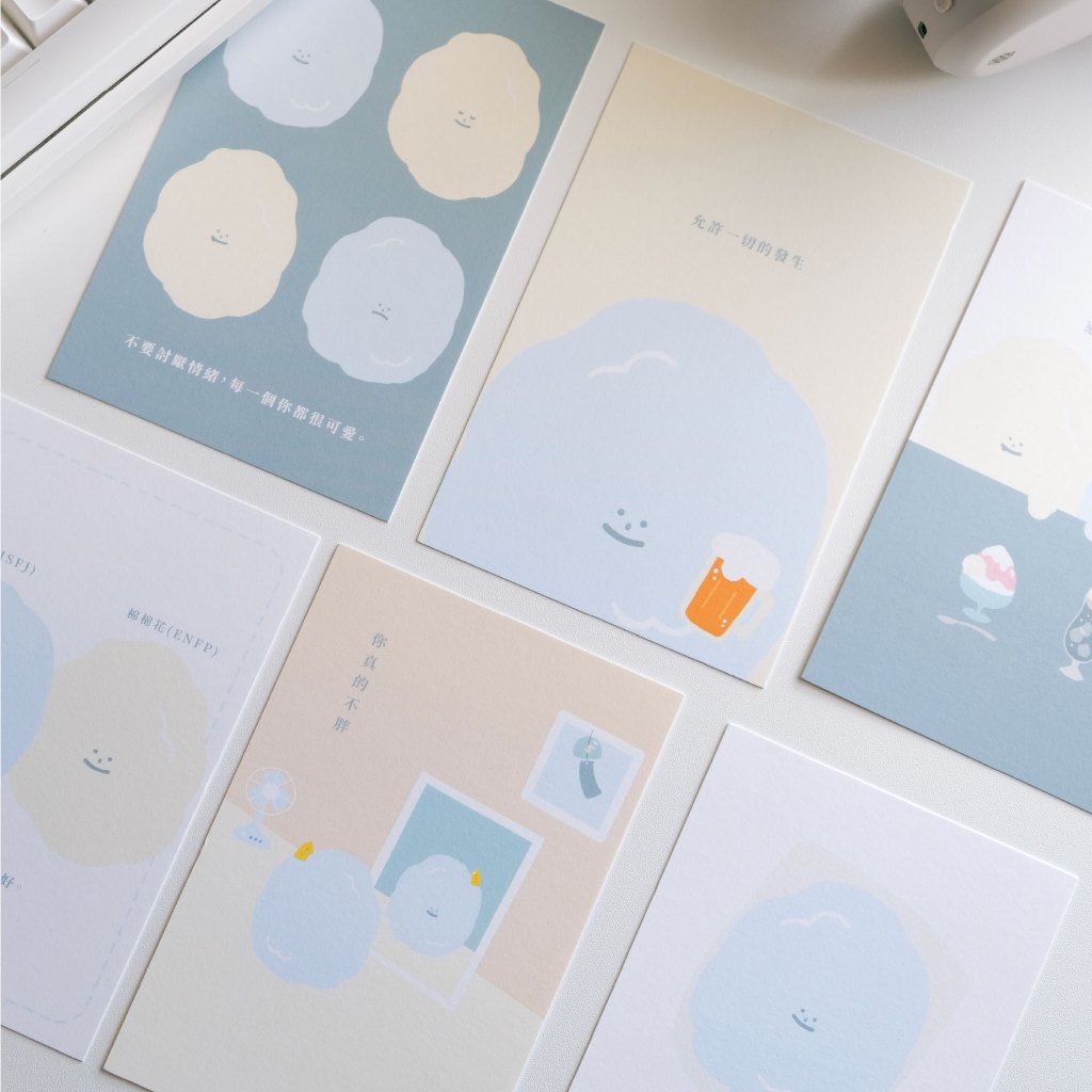 【LIFEMAGICHK】家居療癒插畫套裝｜6款卡片連裝飾掛布♡棉花花