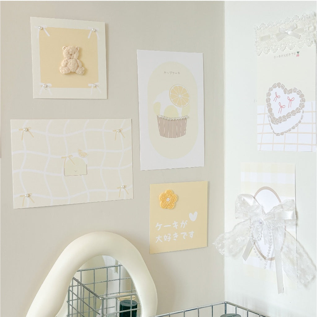 檸檬午夏♡日系 ins 療癒佈置套裝｜8款手工牆飾卡片