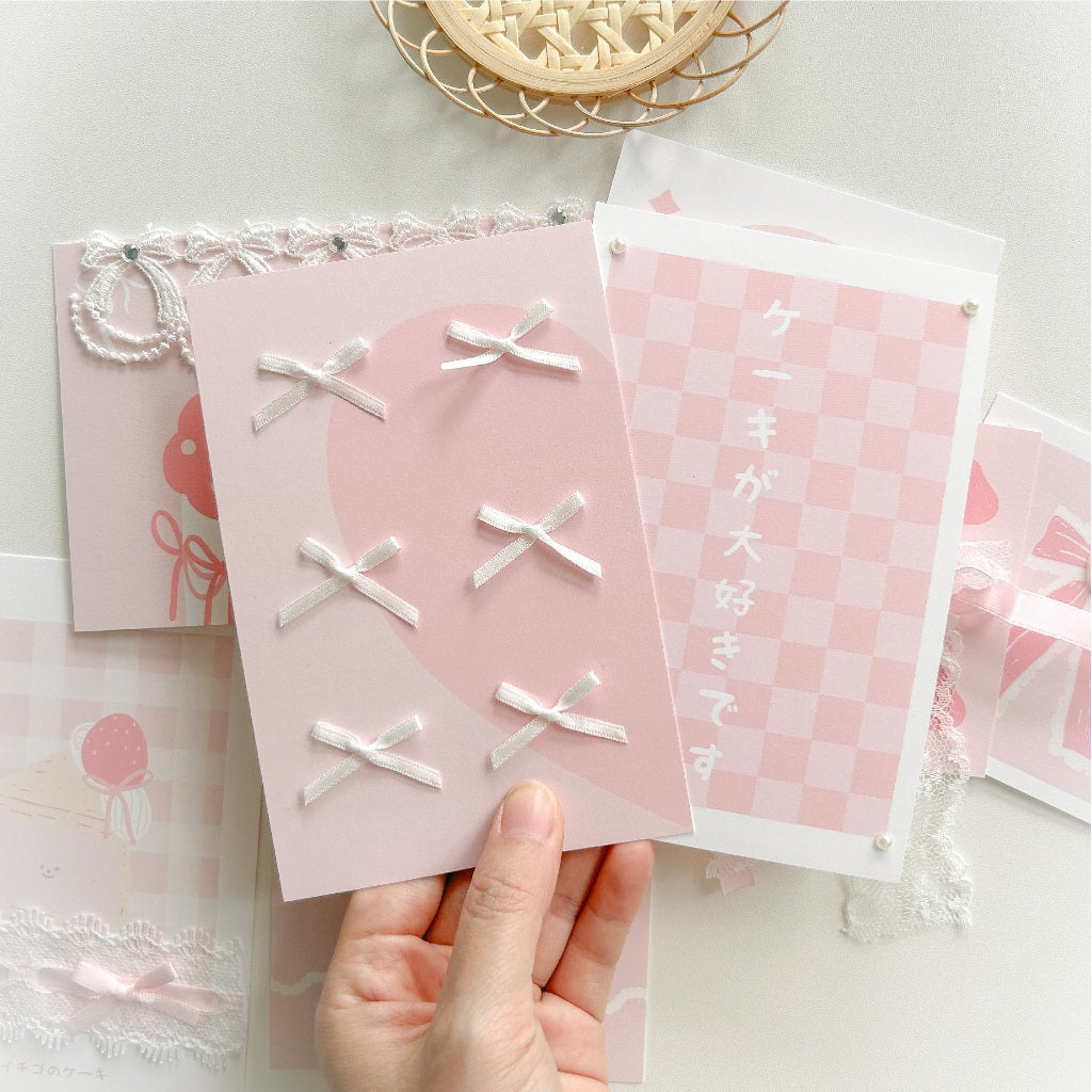 草莓聖代♡日系 ins 療癒佈置套裝｜8款手工牆飾卡片