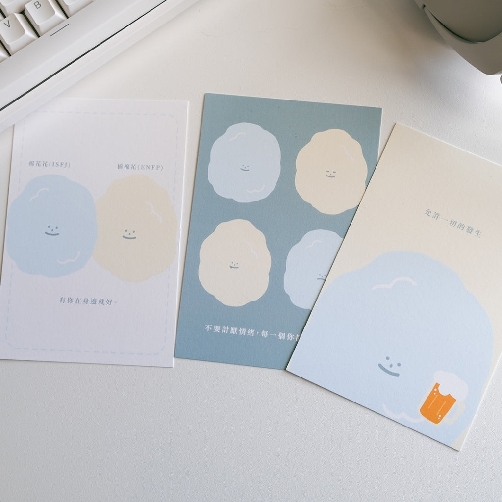 【LIFEMAGICHK】家居療癒插畫套裝｜6款卡片連裝飾掛布♡棉花花