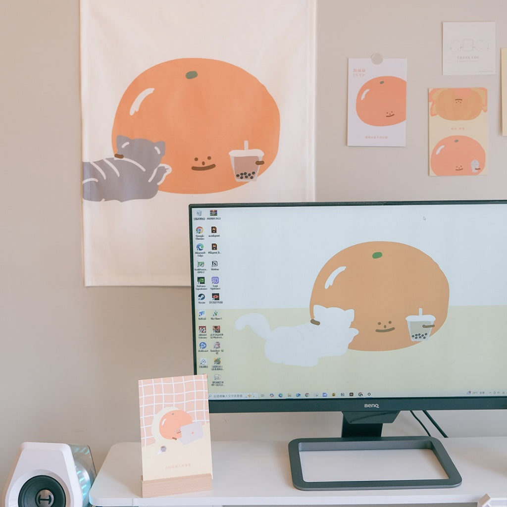 【LIFEMAGICHK】家居療癒插畫套裝｜6款卡片連裝飾掛布♡悶橘橘