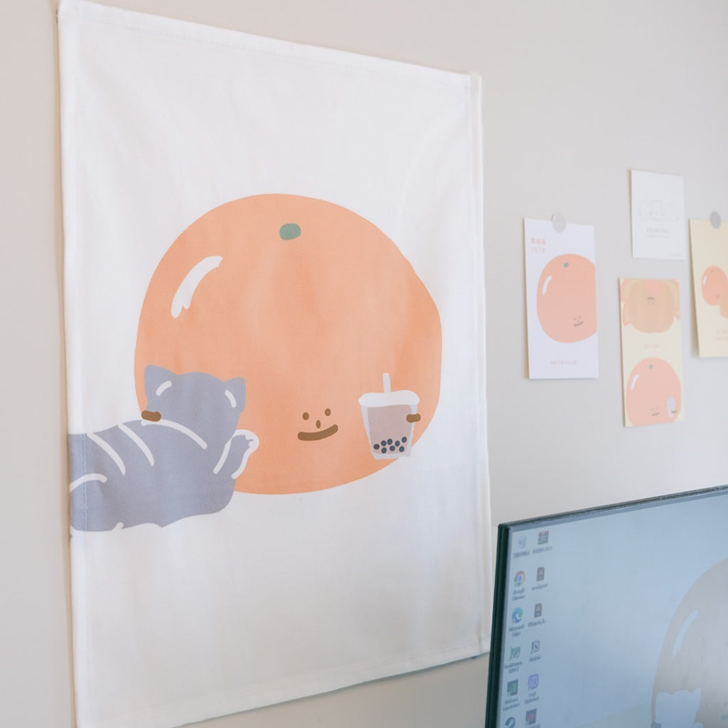 【LIFEMAGICHK】家居療癒插畫套裝｜6款卡片連裝飾掛布♡悶橘橘