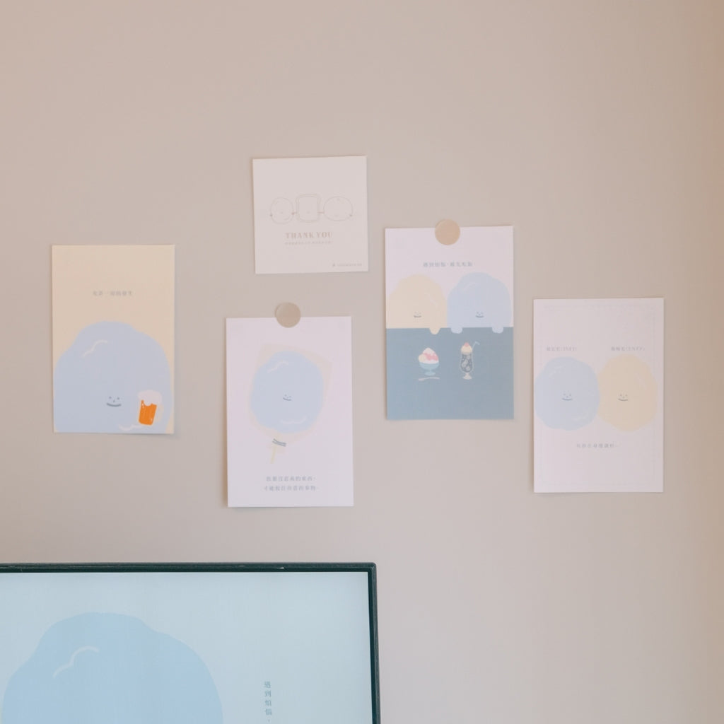 【LIFEMAGICHK】家居療癒插畫套裝｜6款卡片連裝飾掛布♡棉花花