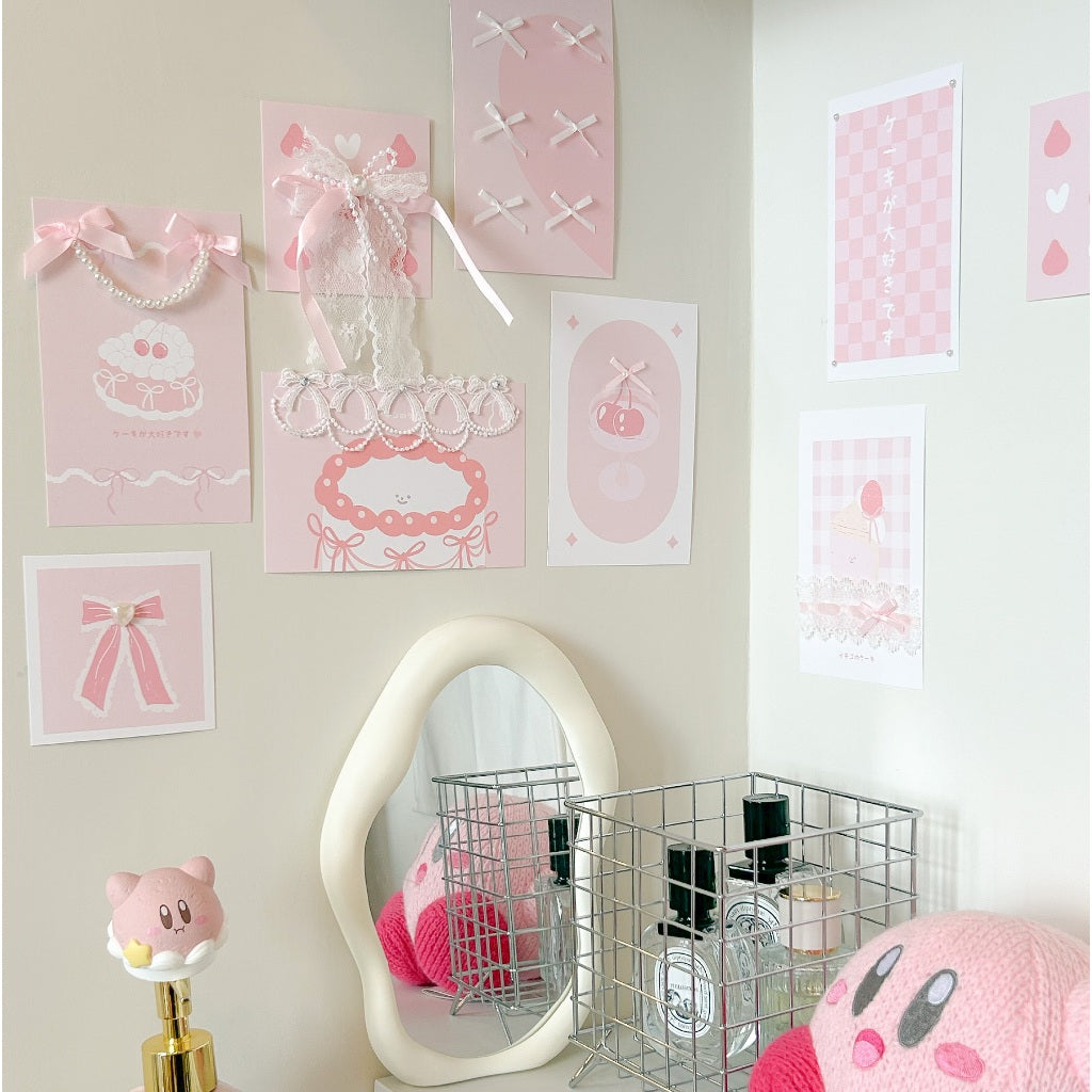 草莓聖代♡日系 ins 療癒佈置套裝｜8款手工牆飾卡片