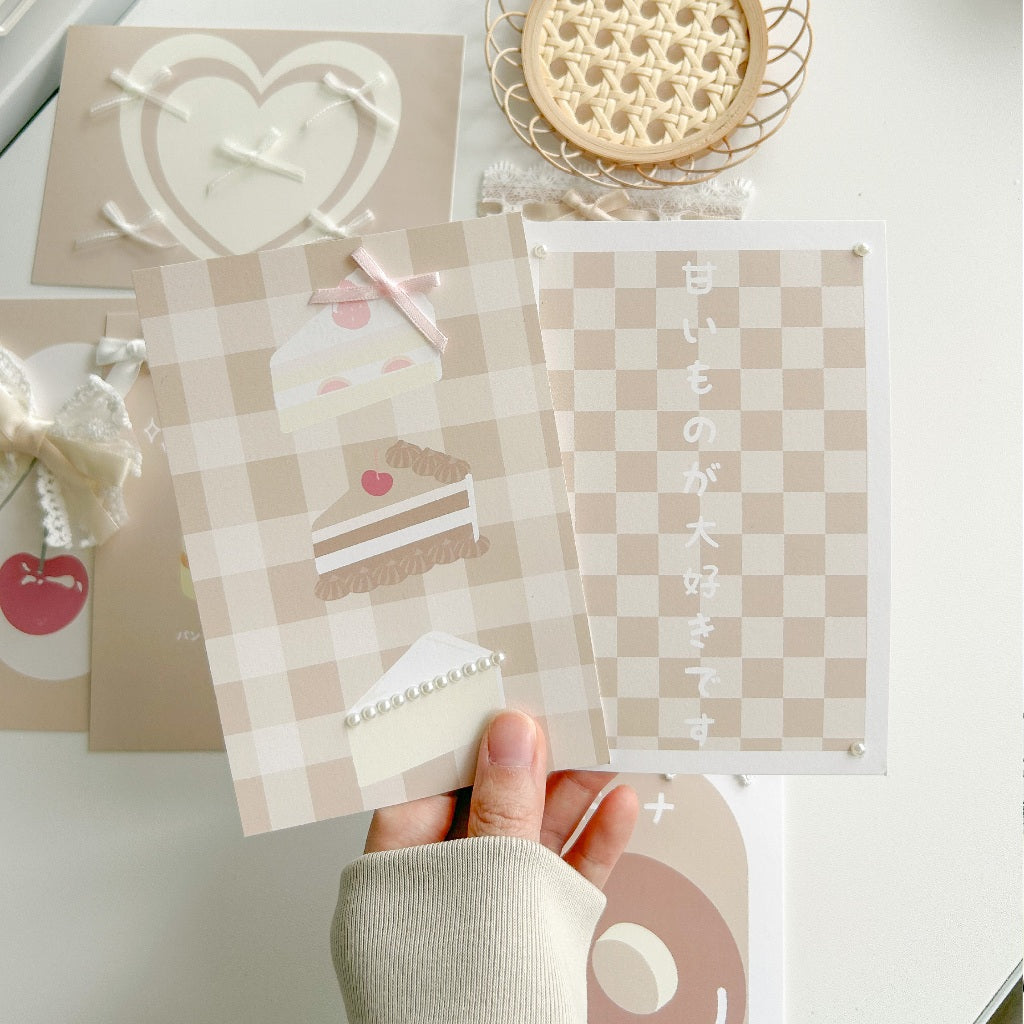 櫻桃巧克力♡日系 ins 療癒佈置套裝｜8款手工牆飾卡片