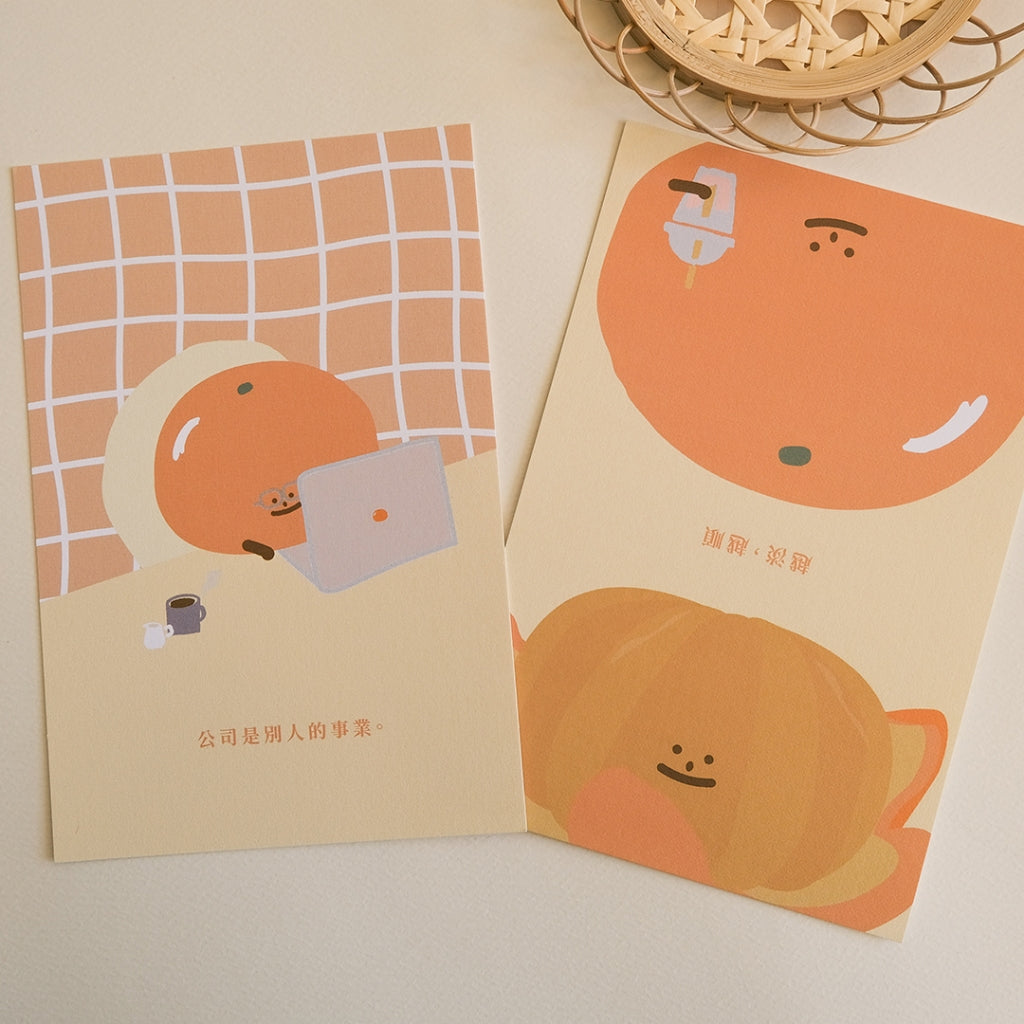 【LIFEMAGICHK】家居療癒插畫套裝｜6款卡片連裝飾掛布♡悶橘橘